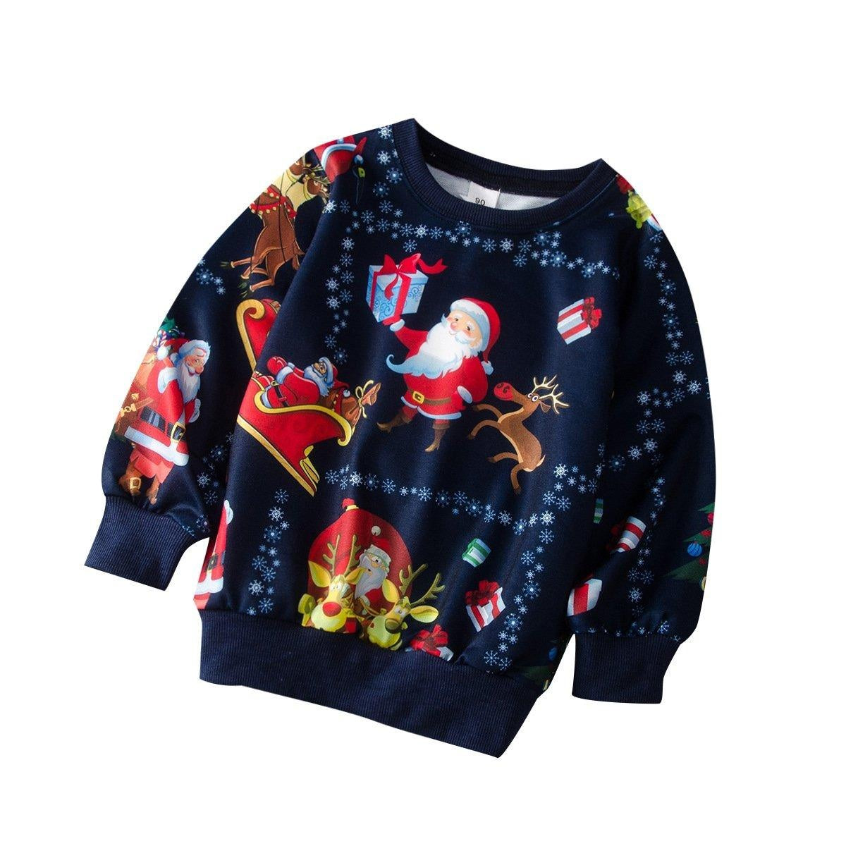 Kids Boys Christmas Long Sleeve Santa Clau Knitted Shirts