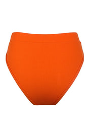 Orange Ribbed High Waist Bikini Bottoms - MomyMall