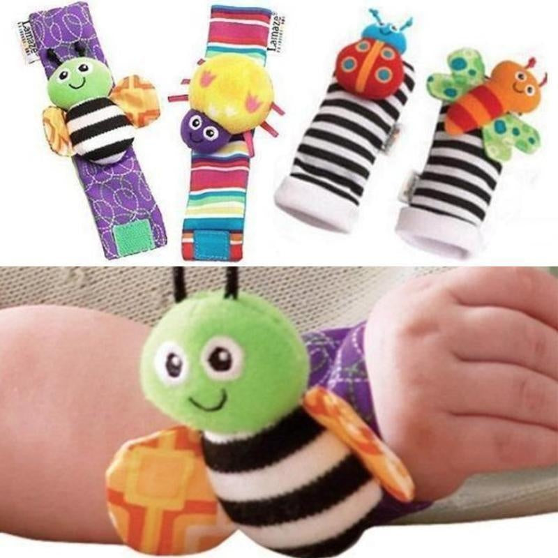 4 pcs Cute Animal Soft Baby Wrist Rattles and Foot Finders - MomyMall