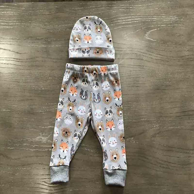 3PCS “CUTEST CRITTER IN THE FOREST” Letter Printed Romper With Animal Printed Pants Baby Set - MomyMall