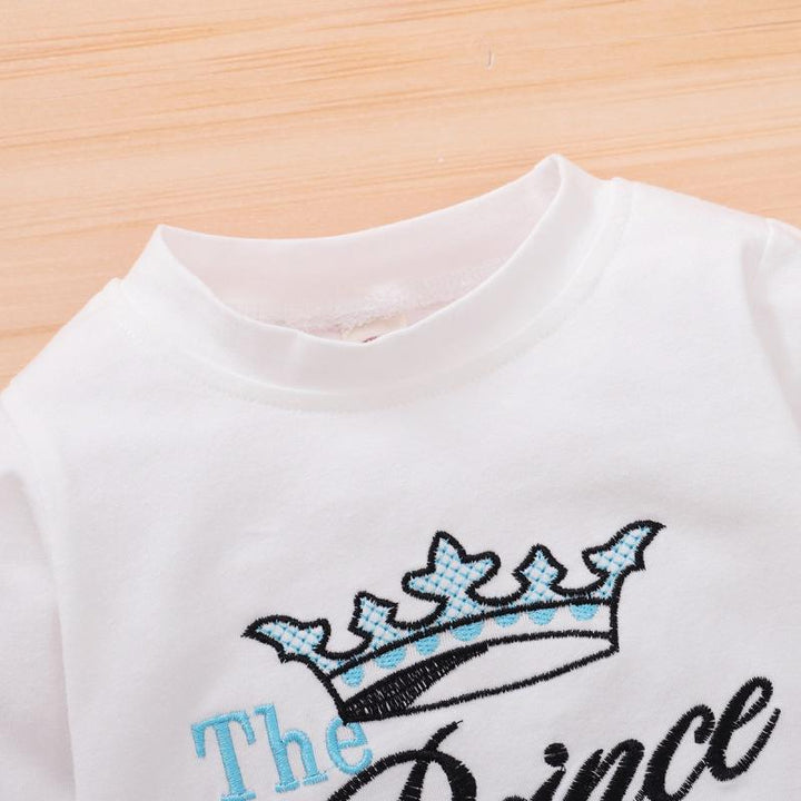 2PCS "The prince Has Arrived" Letters Printed Baby Jumpsuit - MomyMall