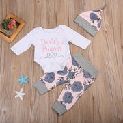 4PCS "DADDY'S PRINCESS" Letter Printed Baby Set - MomyMall White / 0-3 Months