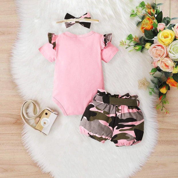 3PCS Mommy's Little Girl Camouflage Printed Baby Set - MomyMall