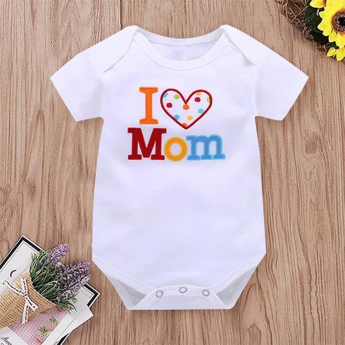 2PCS "I Love Mom/Dad" Lovely Letter Printed Baby Romper - MomyMall