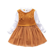Toddler Girls Dress Spring Autumn Knitting Mesh Princess Dresses 1-6 Years