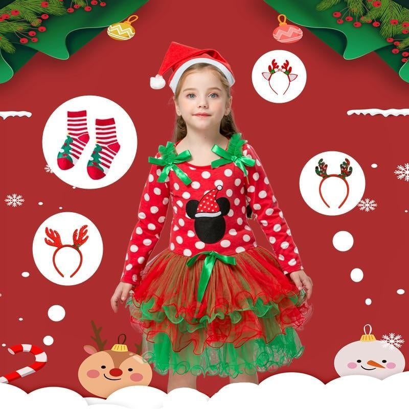 Girls Christmas Costume Santa Claus Long Sleeve Winter Girl Dress 2-6 Years - MomyMall