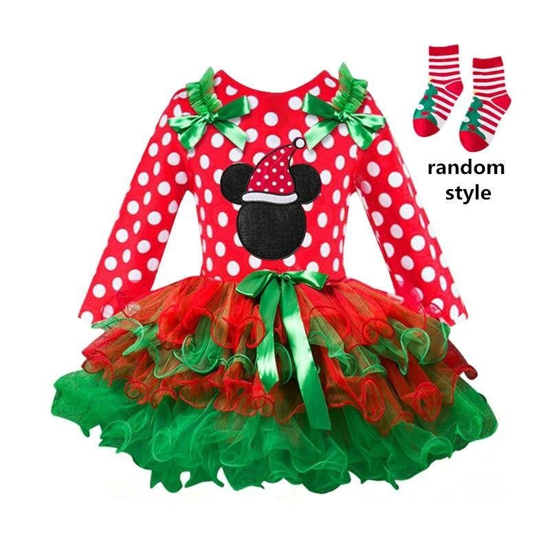 Girls Christmas Costume Santa Claus Long Sleeve Winter Girl Dress 2-6 Years - MomyMall