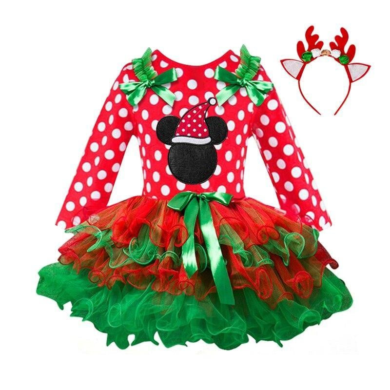 Girls Christmas Costume Santa Claus Long Sleeve Winter Girl Dress 2-6 Years - MomyMall