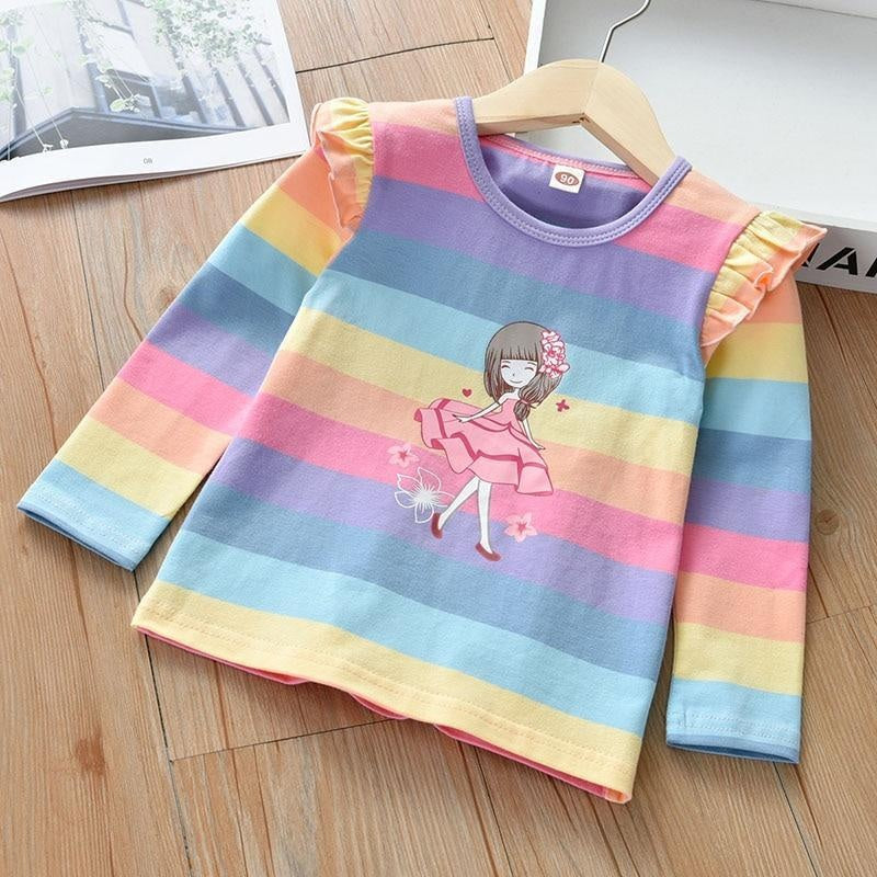 Fashion Girls Striped Cotton Print Top T-shirt 2-6 Years - MomyMall