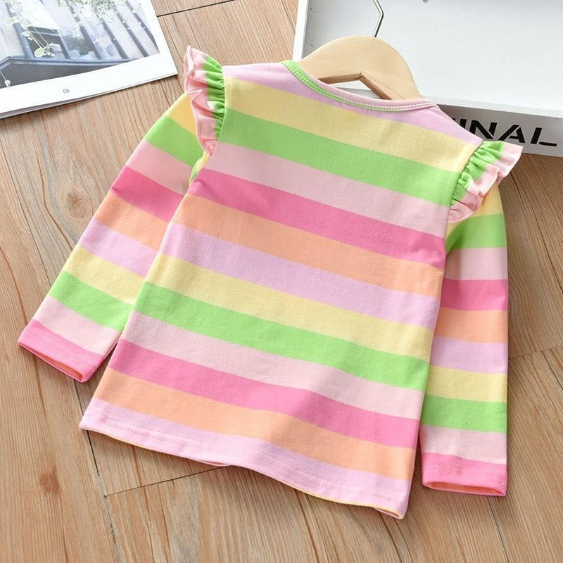 Fashion Girls Striped Cotton Print Top T-shirt 2-6 Years - MomyMall