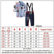 Boys Striped Costume Autumn Long Sleeves Shirt Suspender Trouser 2 Pcs Set - MomyMall