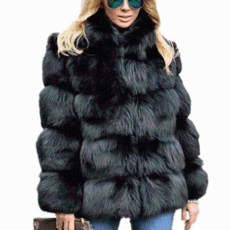 Faux Fur Panel Coat