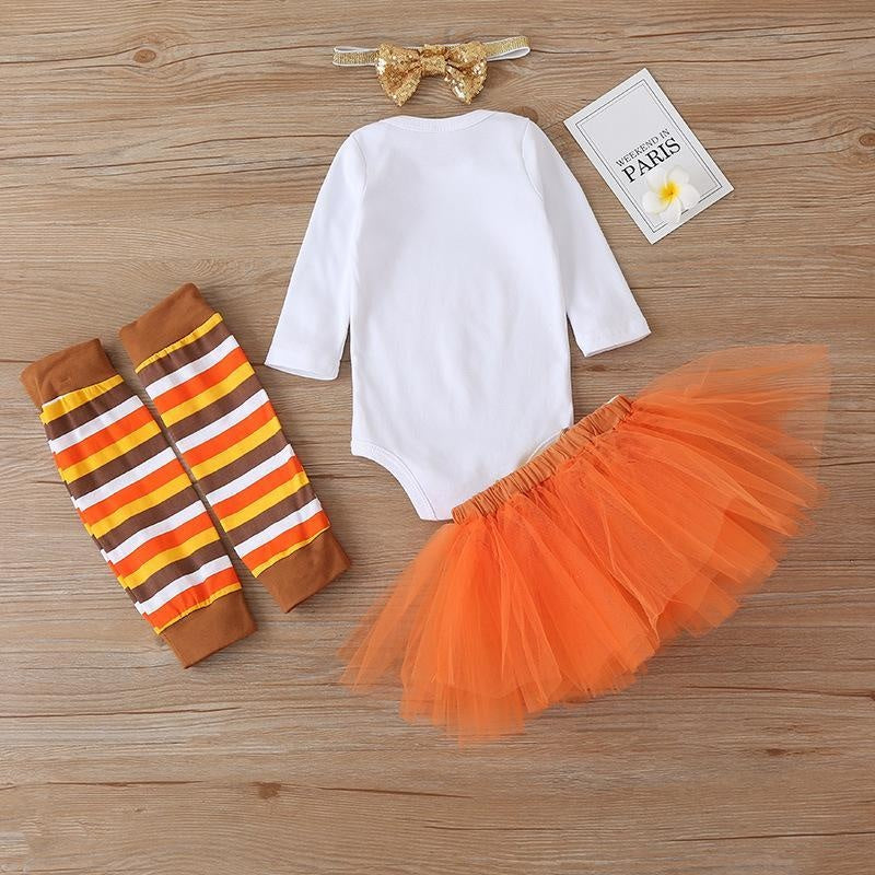 Baby Girl Fashion Halloween Dress+Tops+Headbands+Stocking 4 Pcs Set 0-24 Months - MomyMall