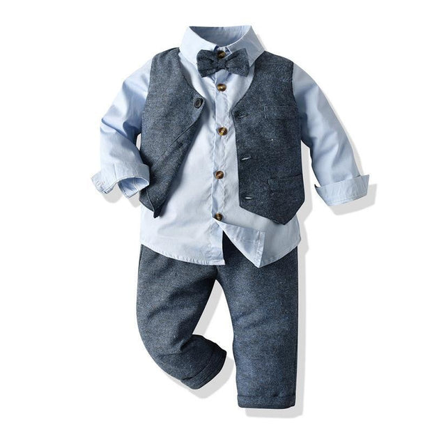 Baby Boy Long-sleeved Set 3 Pcs Formal Set - MomyMall Light Blue / 3-6 Months