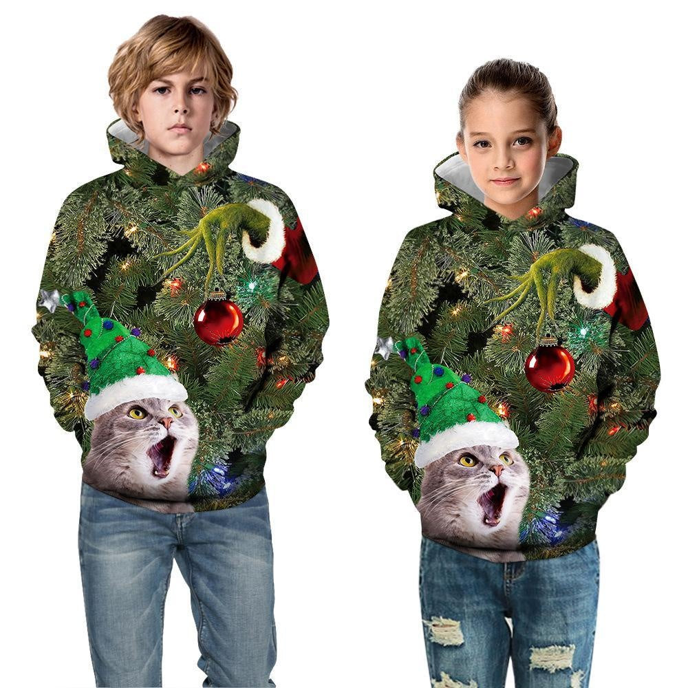 Kids Boys Girls Christmas Snowman Digital Print Long-sleeved Autumn Hoodie