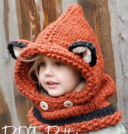 Kids Girls Scarf Sets Winter Fox Ears Handmade Beanie Hat 1~10 Years