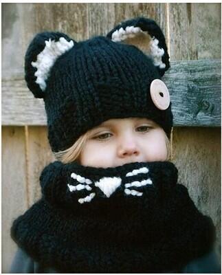 Kids Girls Scarf Sets Winter Fox Ears Handmade Beanie Hat 1~10 Years