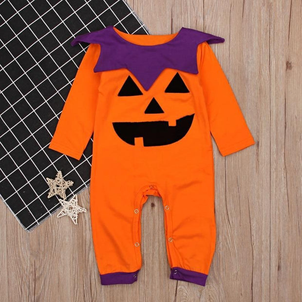 Baby Boy Girls Halloween Rompers Cotton Pumpkin Jumpsuits Outfit 3-24M