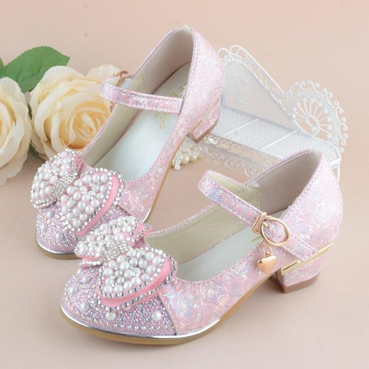 Girl Princes Party And Wedding Flower Leather Shoes Fashion High Heel Shoe - MomyMall pink / 10