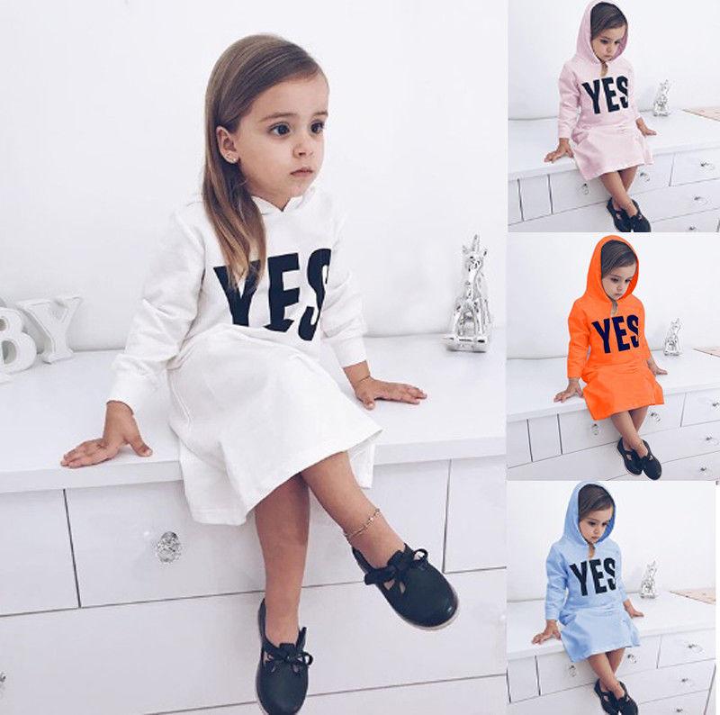 Autumn Causal Kids Girls Letter Print Sweatshirt Dress - MomyMall