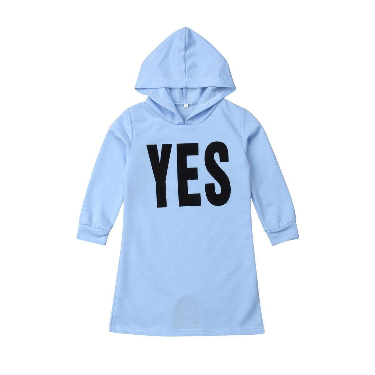 Autumn Causal Kids Girls Letter Print Sweatshirt Dress - MomyMall Blue / 1-2 Years