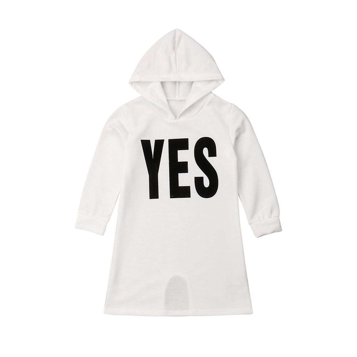 Autumn Causal Kids Girls Letter Print Sweatshirt Dress - MomyMall White / 1-2 Years