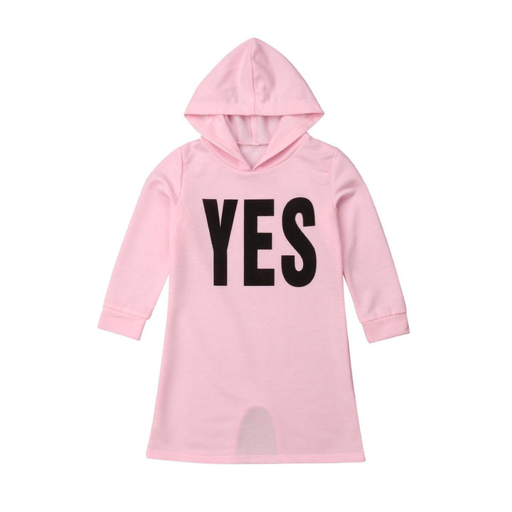 Autumn Causal Kids Girls Letter Print Sweatshirt Dress - MomyMall Pink / 1-2 Years