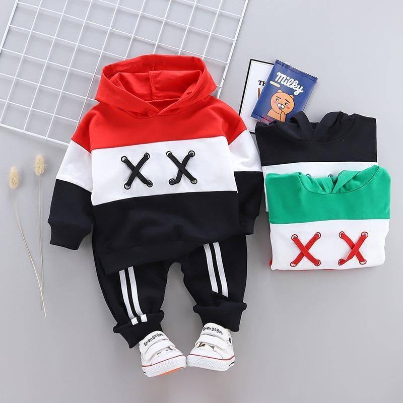 Kids Boys Spring Autumn Cotton Tracksuits Striped Tops+Bottoms 2 Pcs 1-4Y - MomyMall