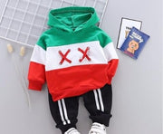 Kids Boys Spring Autumn Cotton Tracksuits Striped Tops+Bottoms 2 Pcs 1-4Y - MomyMall green / 6-12 Months