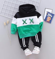 Kids Boys Spring Autumn Cotton Tracksuits Striped Tops+Bottoms 2 Pcs 1-4Y - MomyMall black / 6-12 Months