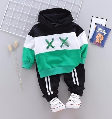 Kids Boys Spring Autumn Cotton Tracksuits Striped Tops+Bottoms 2 Pcs 1-4Y - MomyMall black / 6-12 Months