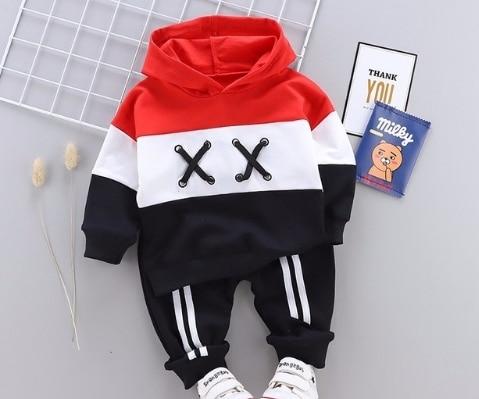 Kids Boys Spring Autumn Cotton Tracksuits Striped Tops+Bottoms 2 Pcs 1-4Y - MomyMall red / 6-12 Months