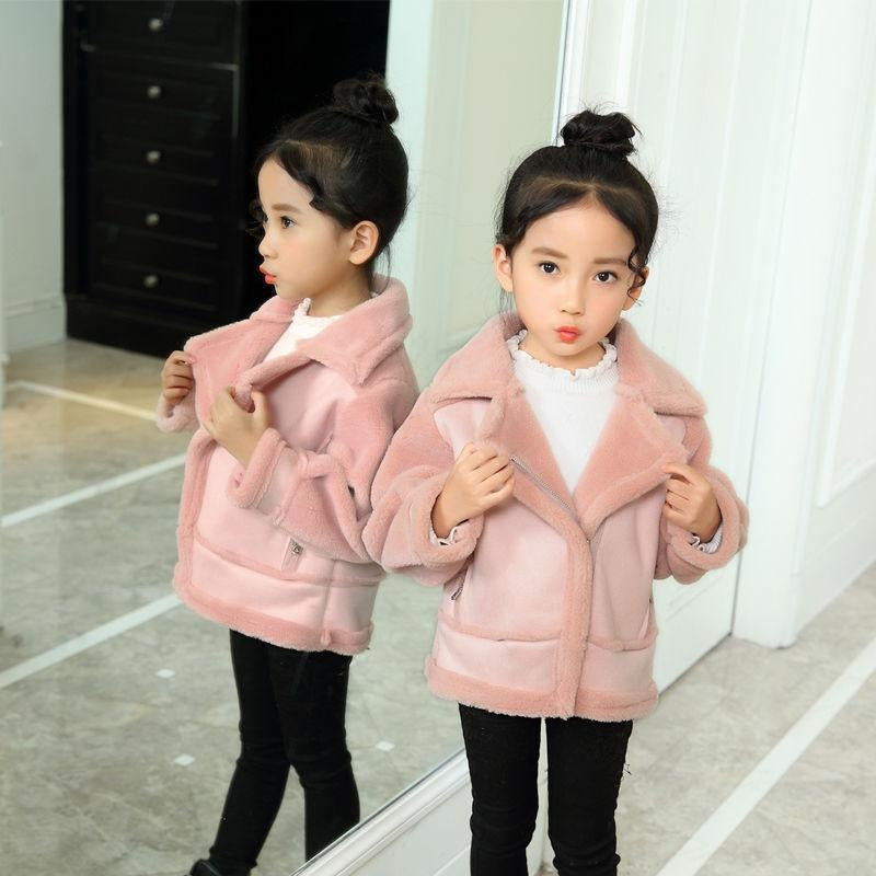 Kids Winter Jackets Thickening Warm Cashmere Fake Fur Coat for Boys Girls