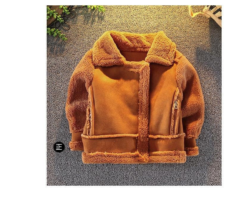 Kids Winter Jackets Thickening Warm Cashmere Fake Fur Coat for Boys Girls