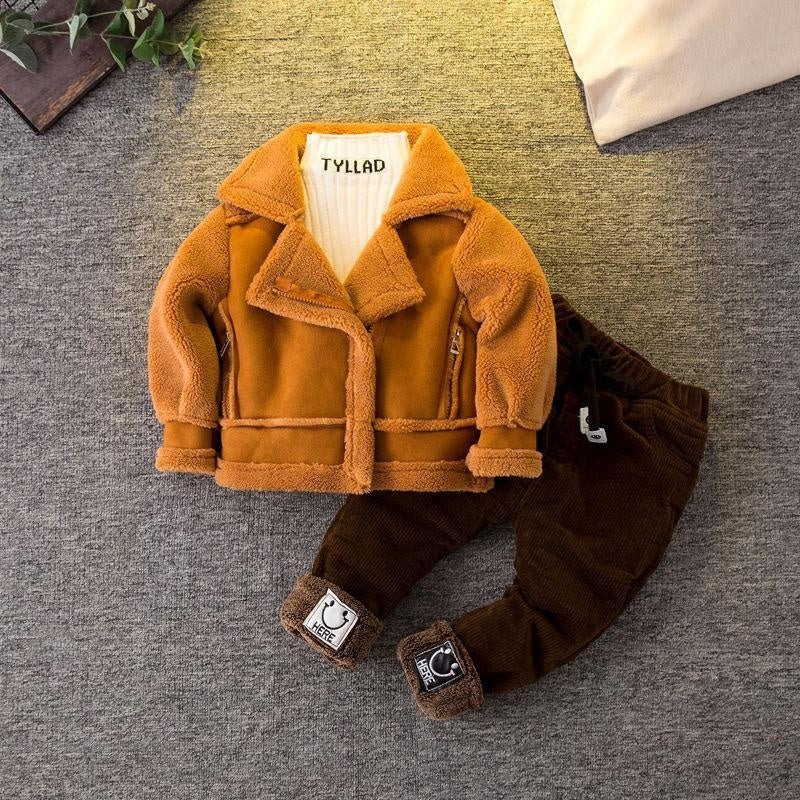 Kids Winter Jackets Thickening Warm Cashmere Fake Fur Coat for Boys Girls