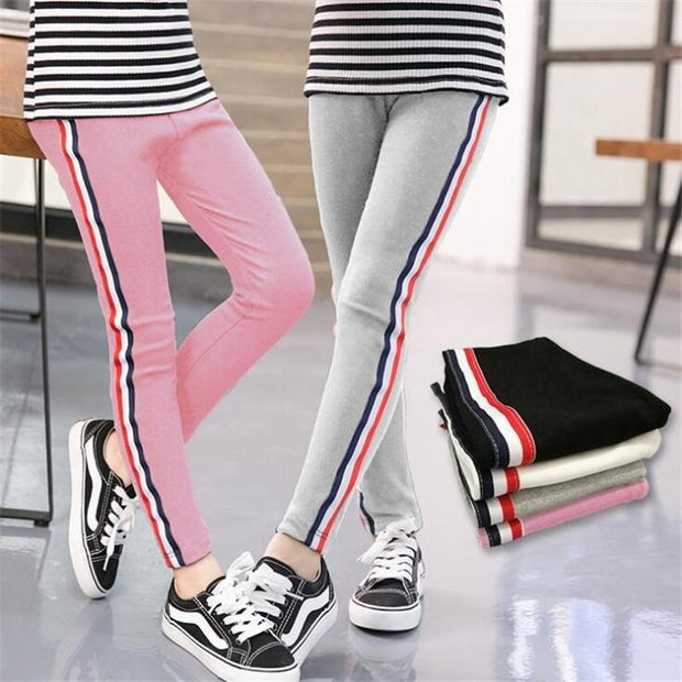 Girls Leggings Kids Pencil Pants Stripe Cotton Trousers - MomyMall