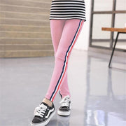 Girls Leggings Kids Pencil Pants Stripe Cotton Trousers - MomyMall Pink / 110cm:2-3years