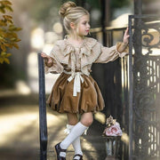 Girl Party Autumn Long Sleeve Ruffle Tops +Tutu Skirt 2 Pcs Outfits 1-6 Years - MomyMall 0-1 Years