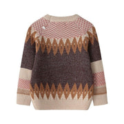 Kids Boys Long-sleeved Bottoming Geometric Pattern Fashion Sweaters - MomyMall Brown / 3-4 Years