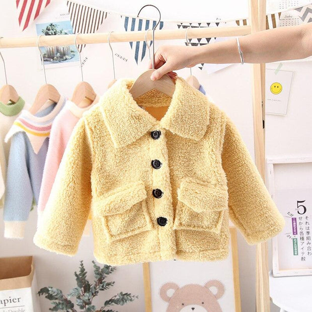 Girls Baby Cashmere Long Winter Coat 1-6 Years - MomyMall Yellow / 1-2 Years