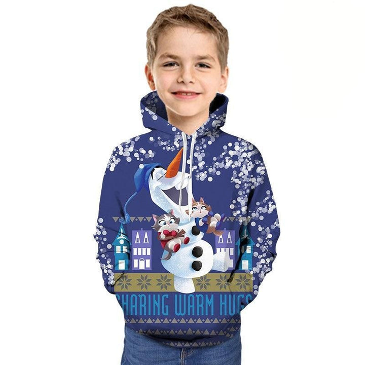Kids Boy Christmas T shirt Cartoon Hoodie Santa Reindeer 3D Printed Sweatshirt - MomyMall Navy / 2-3 Years