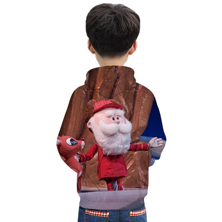Kids Boy Christmas T shirt Cartoon Hoodie Santa Reindeer 3D Printed Sweatshirt - MomyMall