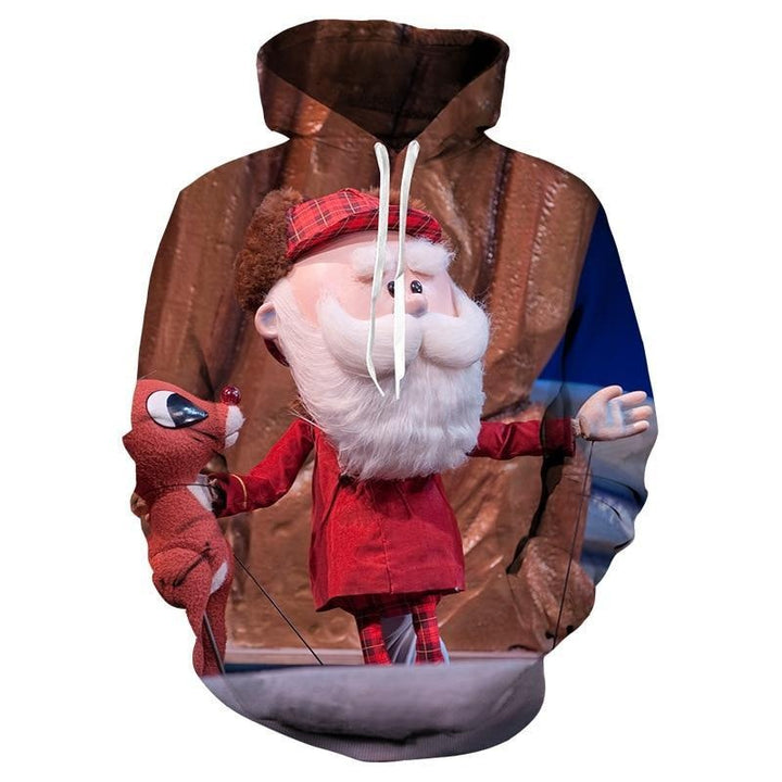 Kids Boy Christmas T shirt Cartoon Hoodie Santa Reindeer 3D Printed Sweatshirt - MomyMall Red / 2-3 Years