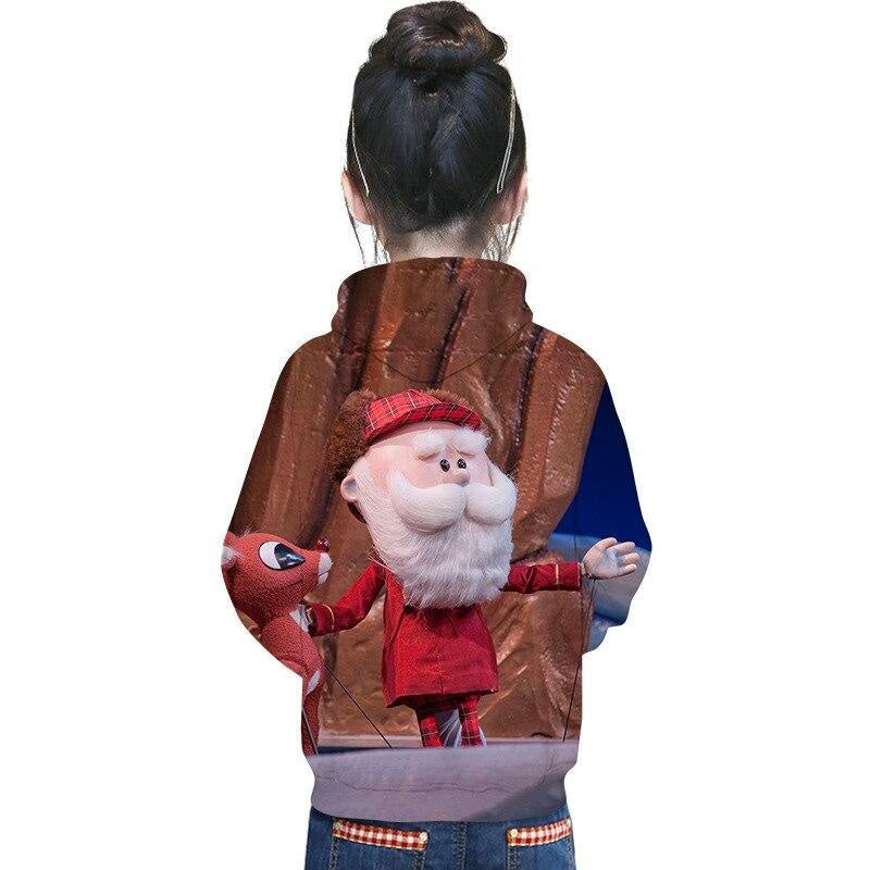 Kids Boy Christmas T shirt Cartoon Hoodie Santa Reindeer 3D Printed Sweatshirt - MomyMall