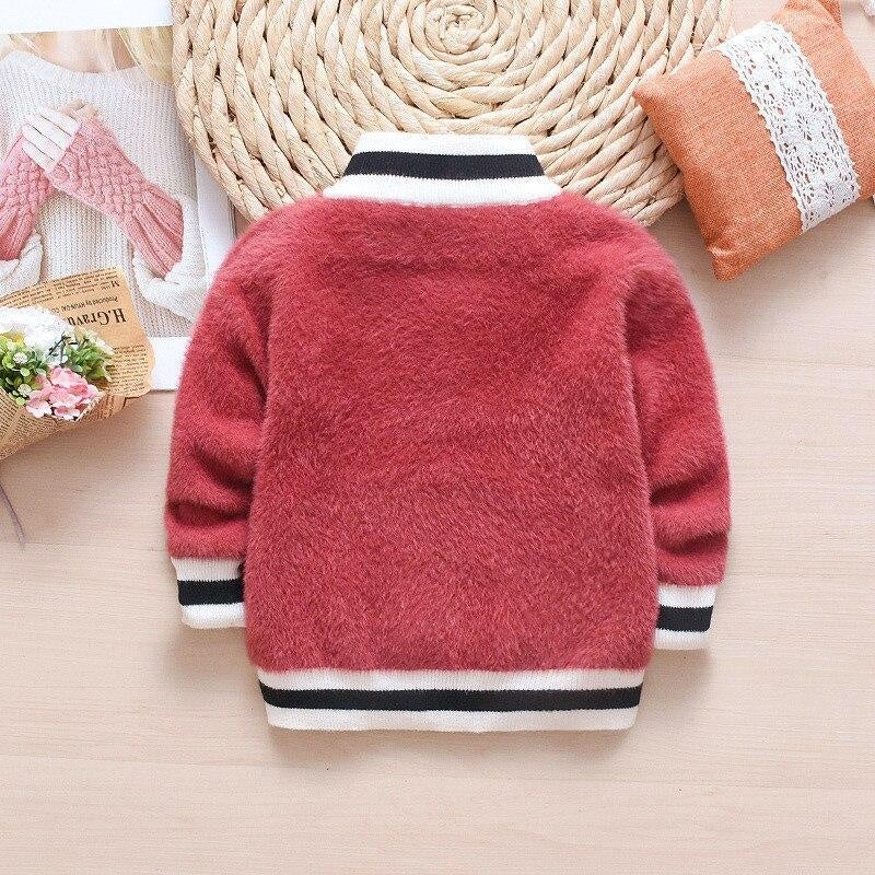 Kids Girl Autumn Winter Knit Sweater Hooded Velvet Cartoon Sweater - MomyMall