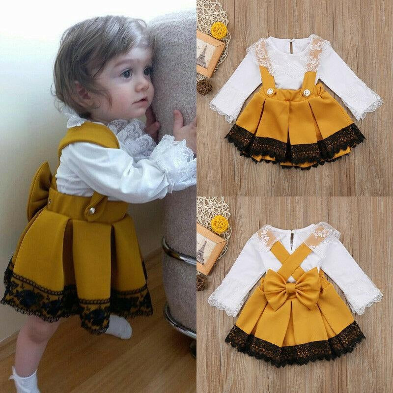 Kid Baby Girl Lace Romper Bow Princess Party Skirt Dress Outfit 0-2 Years - MomyMall