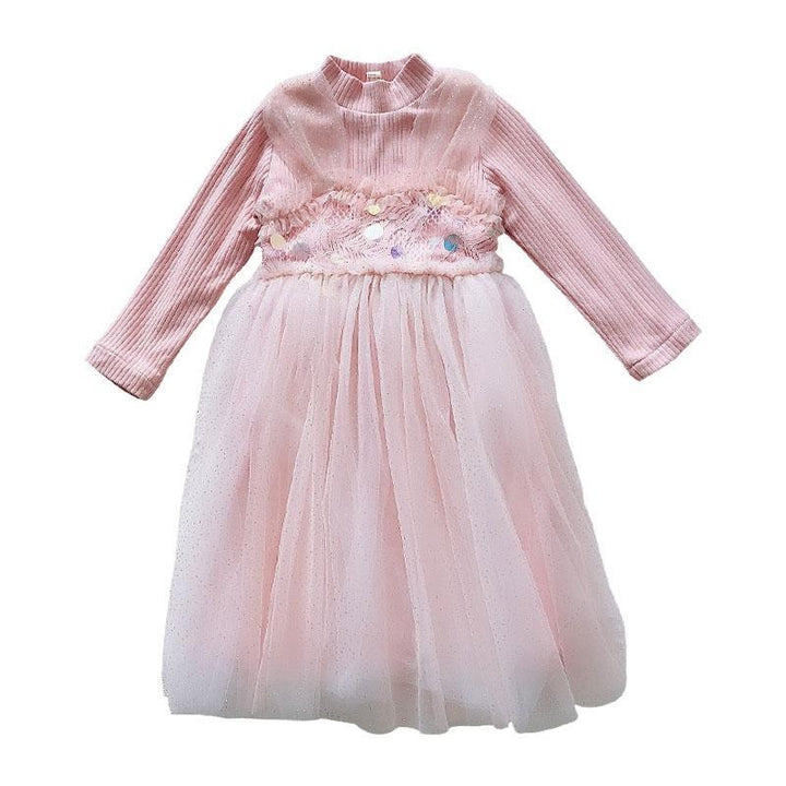 Baby Girl Winter Princess Lace Sequins Velvet Warm Birthday Party Dresses 1-6Y - MomyMall