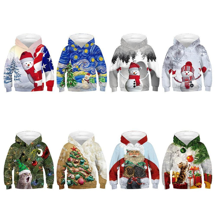 Kids Boys Girls Christmas Snowman Digital Print Long-sleeved Autumn Hoodie