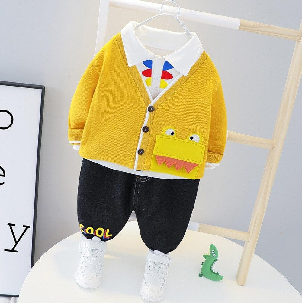 Toddler Baby Boy Cartoon 3 Pcs/sets - MomyMall Yellow / 9-12 Months