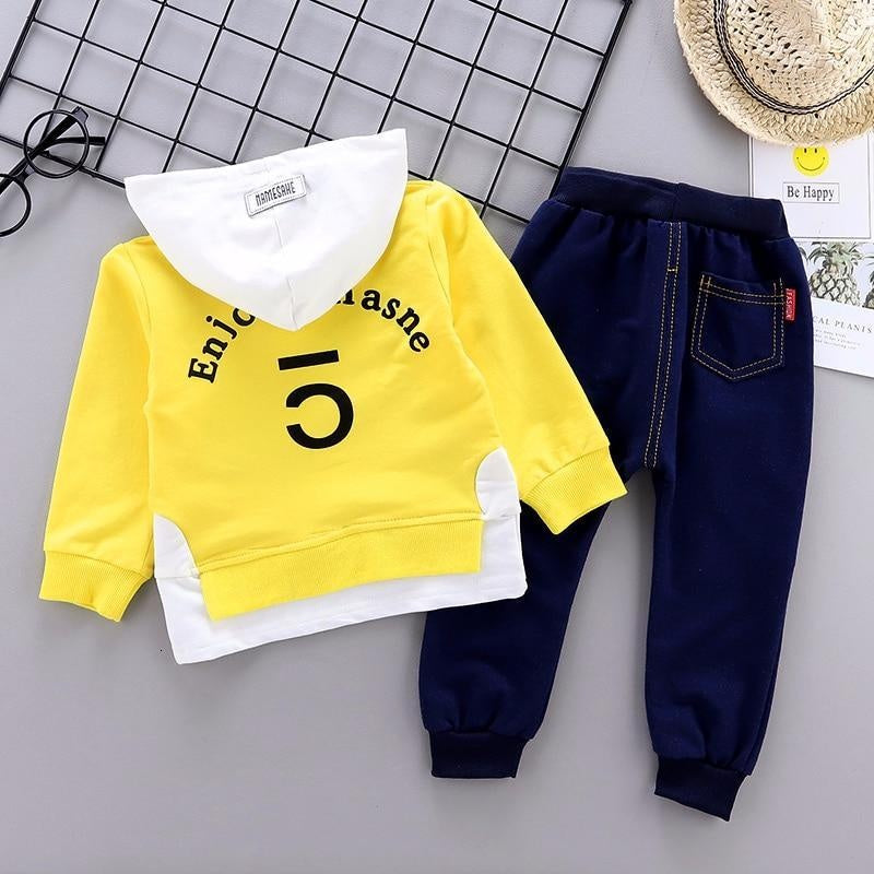 Boys Girls Sets Leisure Letter Cotton Hooded Set 2Pcs - MomyMall